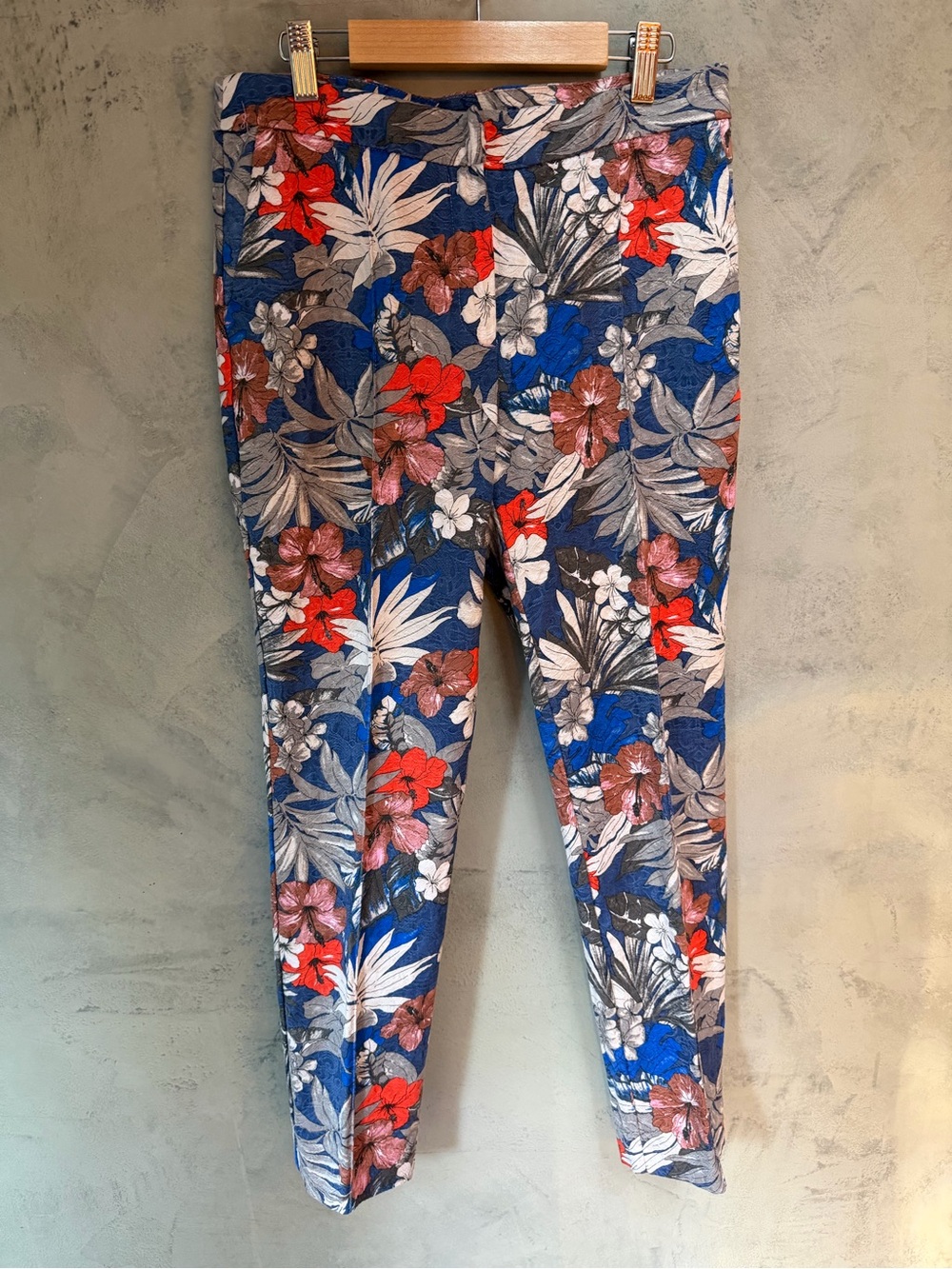 Kookai Floral Print Pants - Blue Multi, Slim Fit (FR size 38 or US 6)